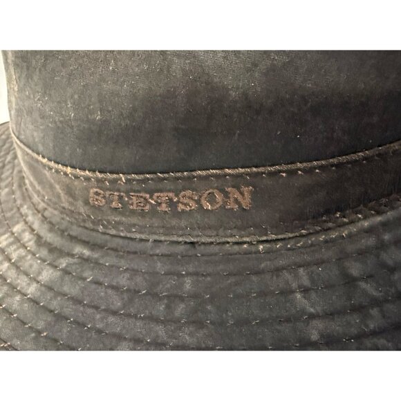 Stetson Mens Size XL Brown Leather Fedora Hat Vintage - Picture 6 of 11